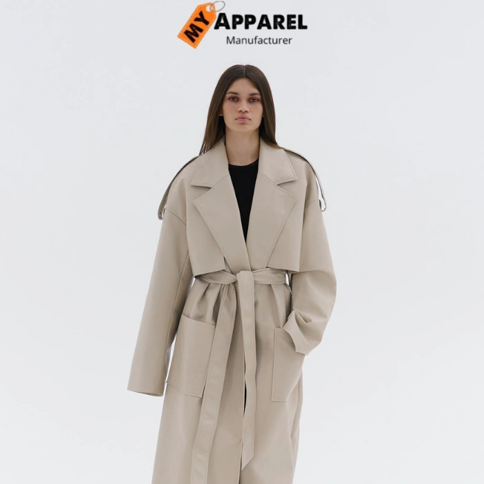Faux Leather Trench Coat