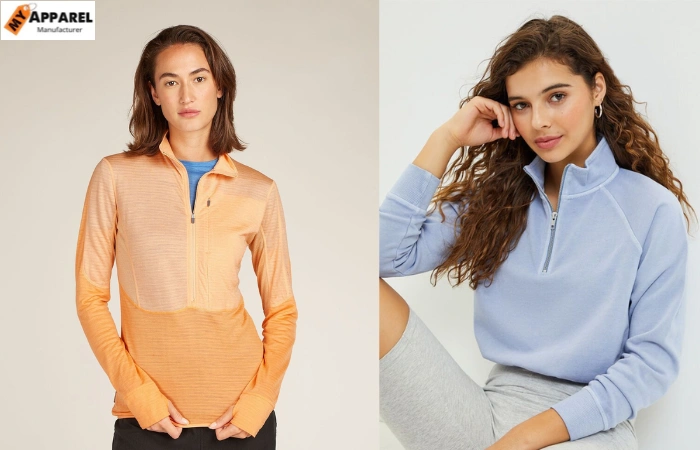 Mesh Panel Half-Zip Hoodie