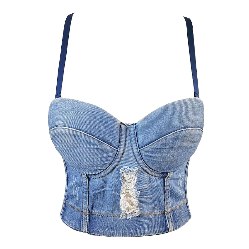 denim corset crop top manufacturer