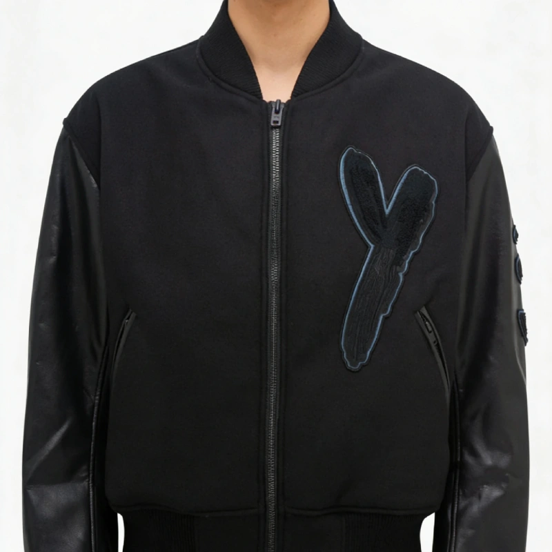men’s black minimalist bomber jacket