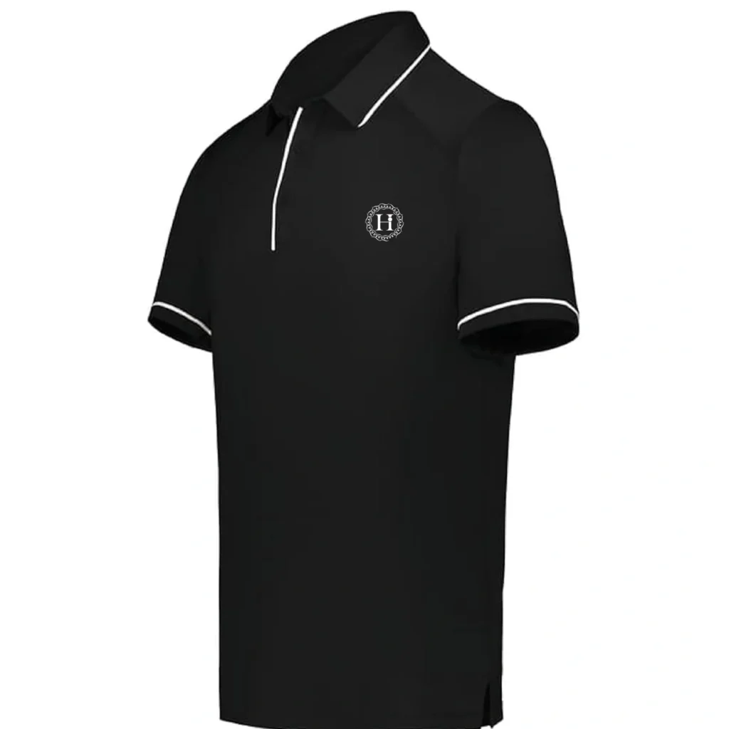 men’s black minimalist polo shirt