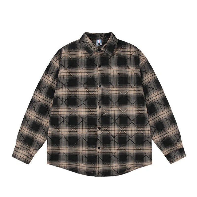 men’s brown check flannel shirt