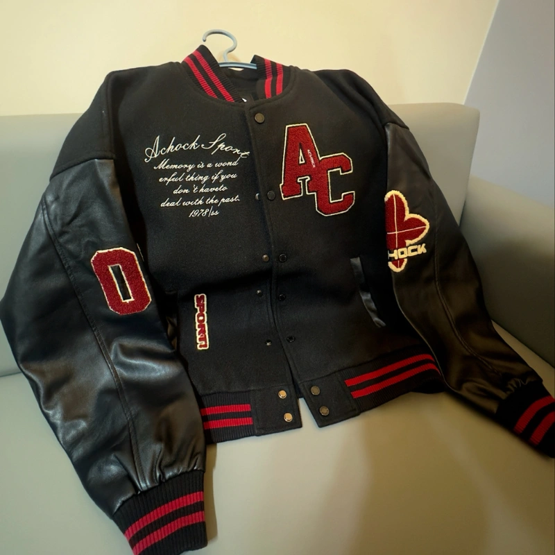 men’s varsity bomber jacket with patches