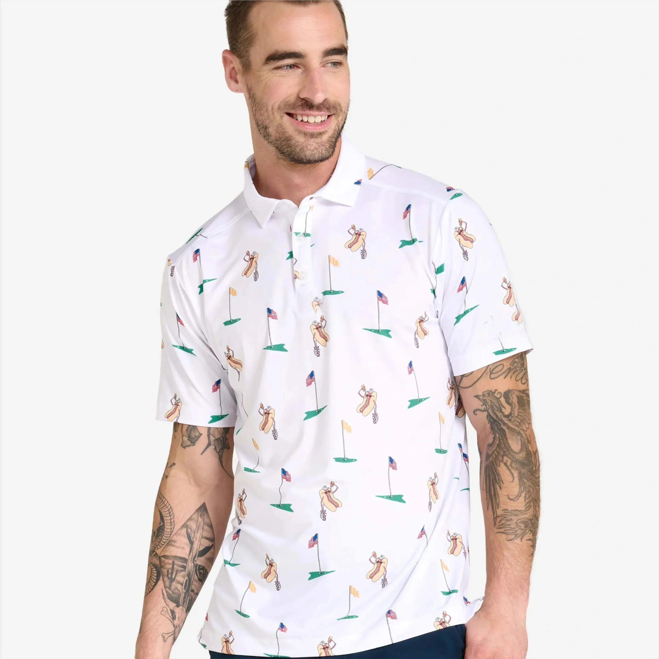 men’s white casual polo shirt