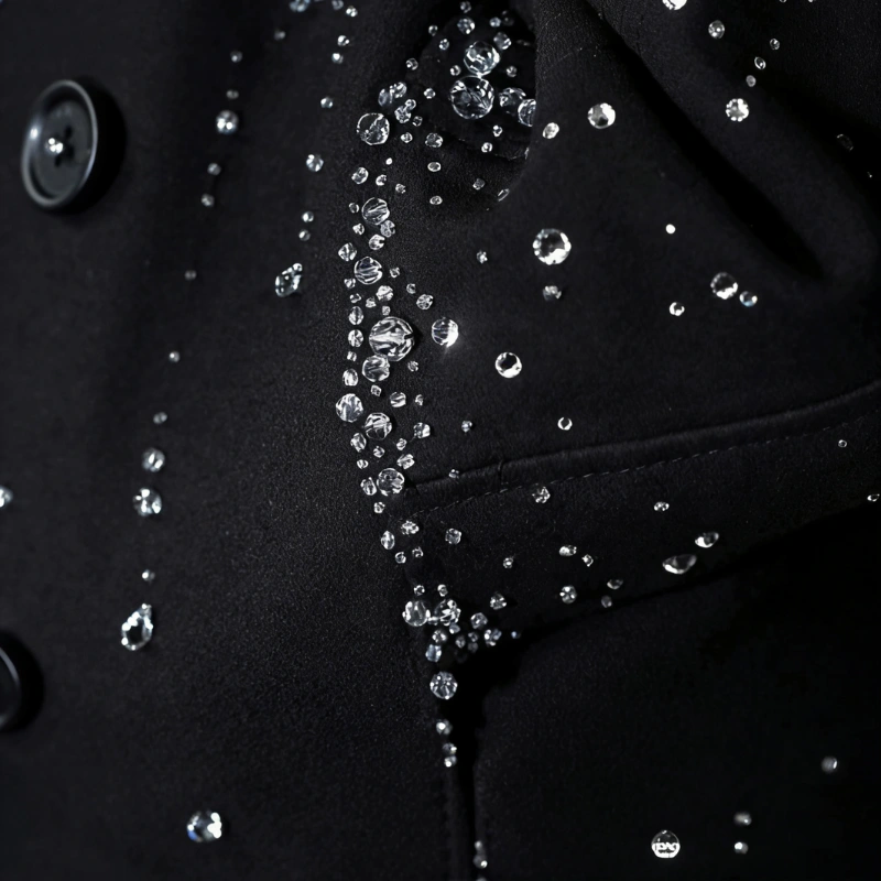 black fabric stone bead detail