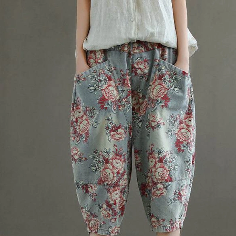 floral cropped pants women