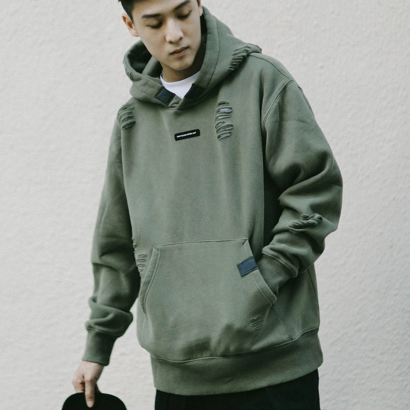 Menโs olive green hoodie