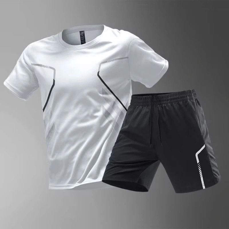 Men’s white gym set Workout t-shirt and shorts men
