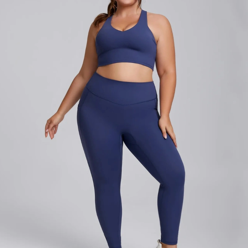 women’s navy seamless workout set