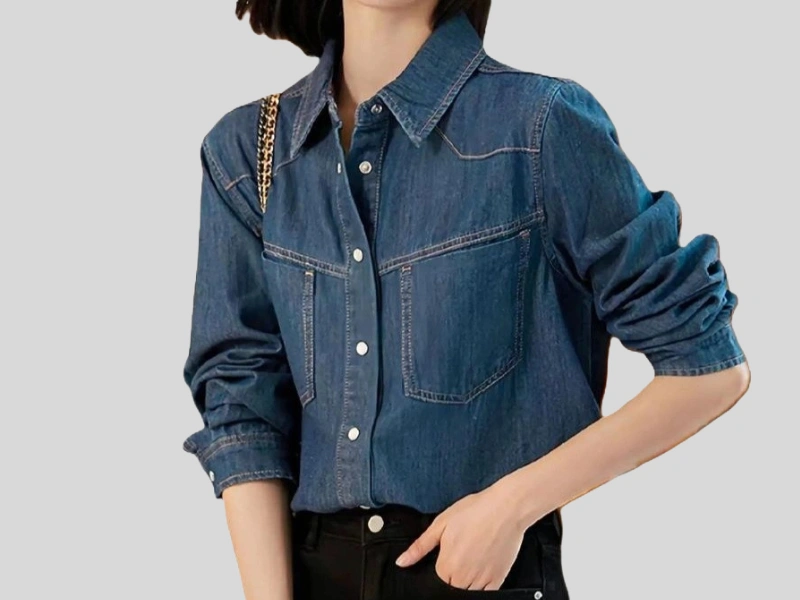 ladies denim shirt dark blue