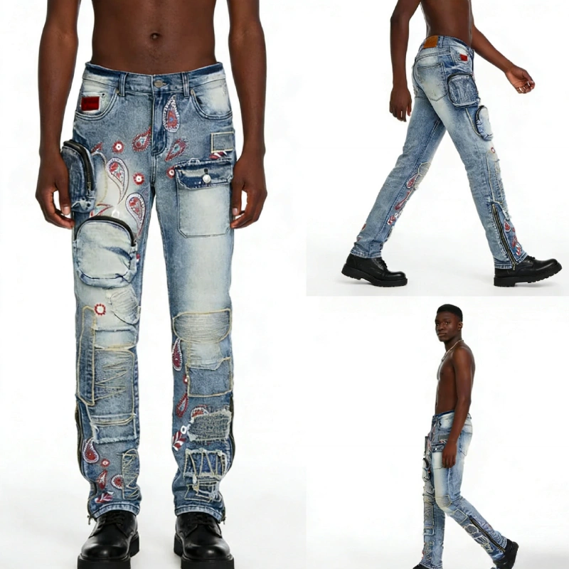 Slim fit ripped jeans men