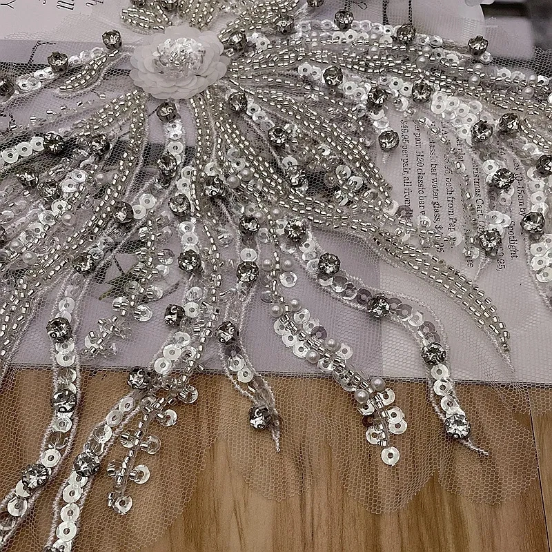 blue-floral-sequins-fabric-design