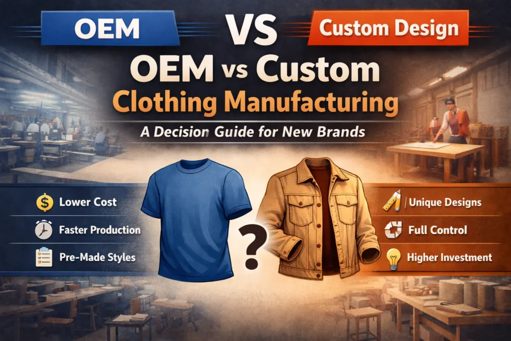 OEM vs Custom Clothing Manufacturing explained for new brands