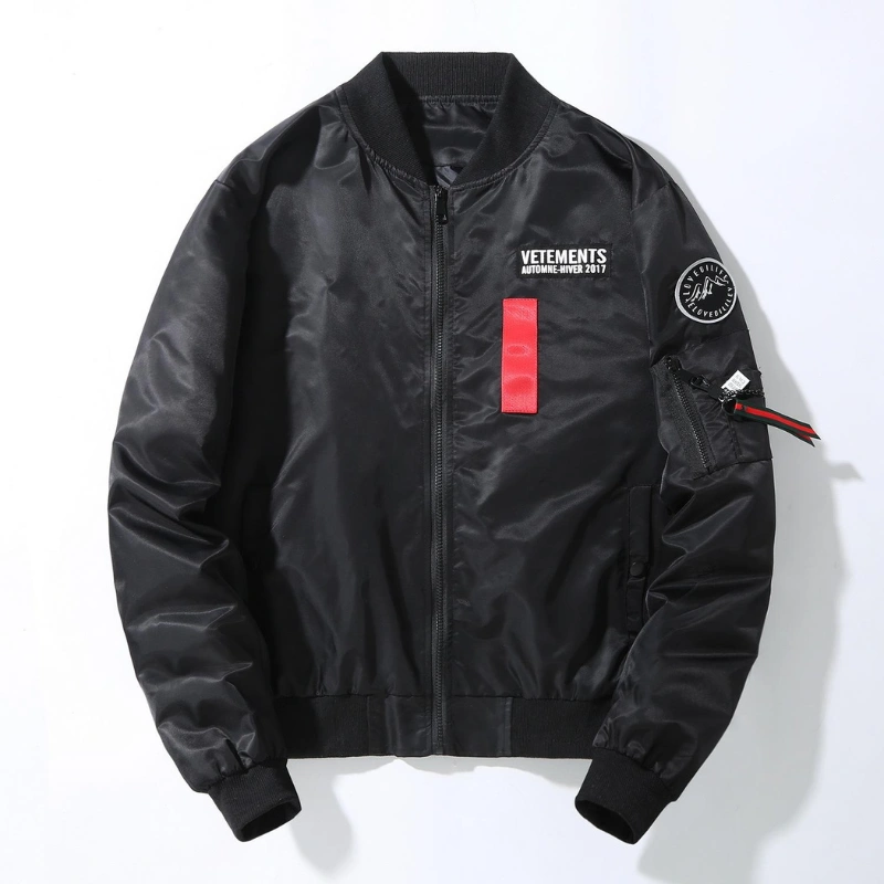 men’s black utility bomber jacket